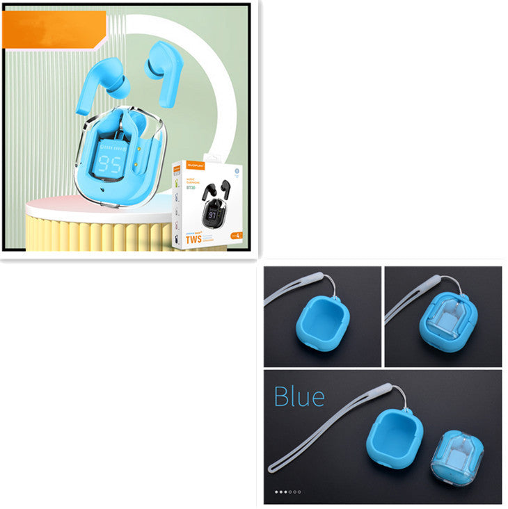 Nouveaux mini écouteurs Bluetooth sans fil transparents avec affichage numérique et réduction de bruit ENC, véritablement sans fil pour le sport et la musique