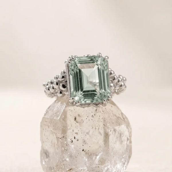 Gold or Silver Statement Green Quartz Ring - Giselle