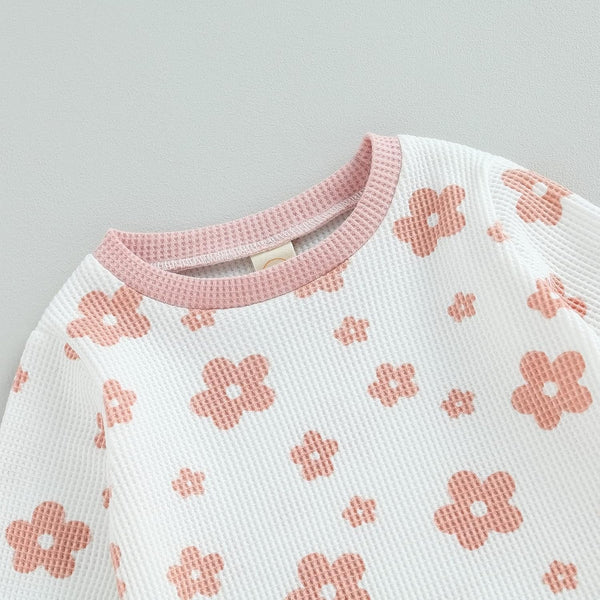 Children's New Flower Print Sweater Suit