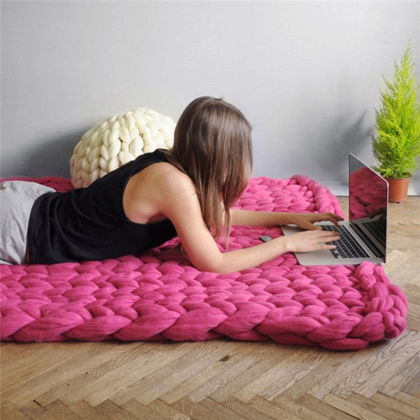 Chunky Knit Cotton Throw Blanket