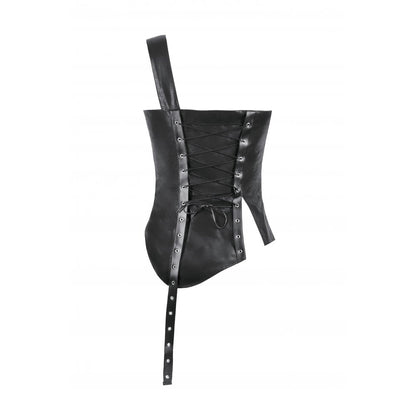 Haut corset en similicuir à une épaule Dark in Love Vespera orné de clous