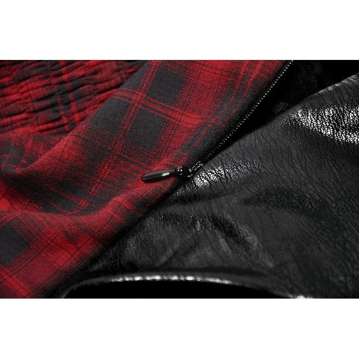 Robe Corset Punk en Tartan Rouge Dark in Love avec Jupe Asymétrique
