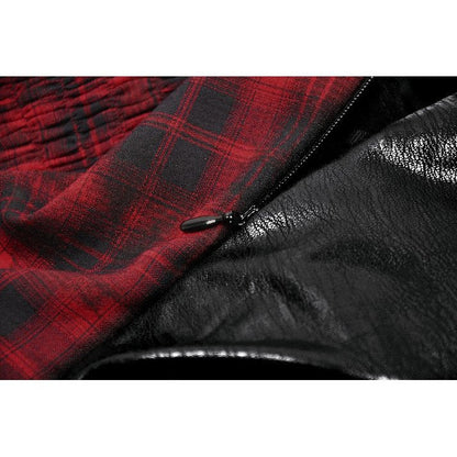 Robe Corset Punk en Tartan Rouge Dark in Love avec Jupe Asymétrique