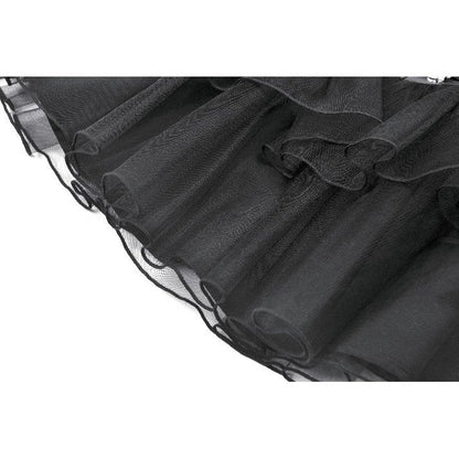 Dark in Love Bonded Tulle Layered Goth Mini Skirt in Black