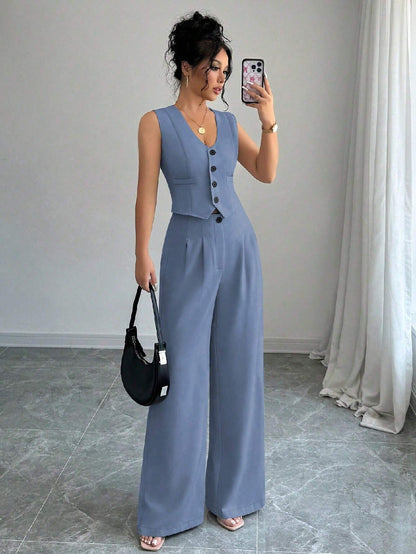 Cross-border Chic Chanel-style Vest And Pants Set