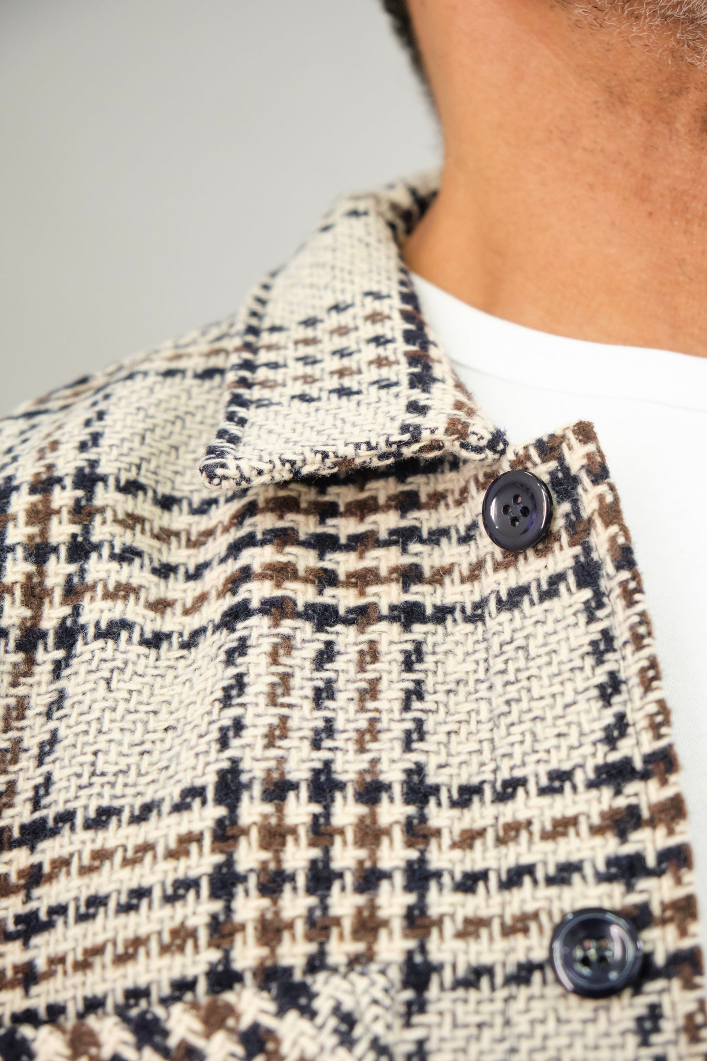 Bart Overshirt - Dogtooth Stone Brown Black