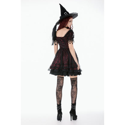 Dark in Love Red Black Lace Princess Dress with Stars Lace