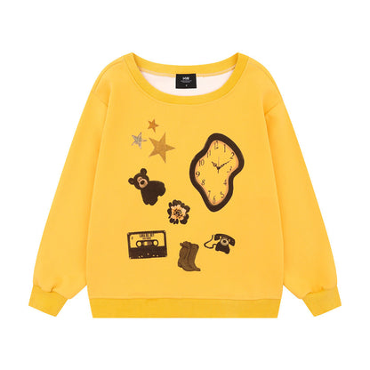 Sweat-shirt décontracté à col rond et épaules dénudées