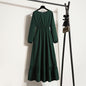 Womens Long-Sleeve Crew-Neck Base-Layer Waist-Cinching Slimming Dress