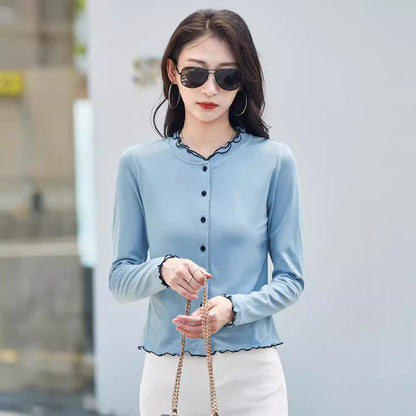Slim button up cardigan long sleeved top