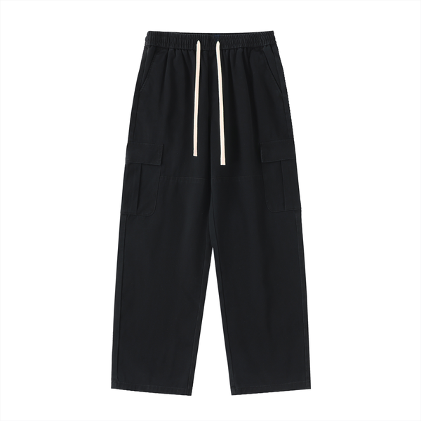Waran Drawstring Waist Straight-Leg Cargo Pants 300GSM