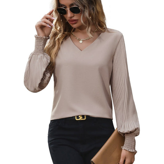 Wholesale spring and autumn hot selling multi colored European and American women's clothing long sleeved solid color shirts for