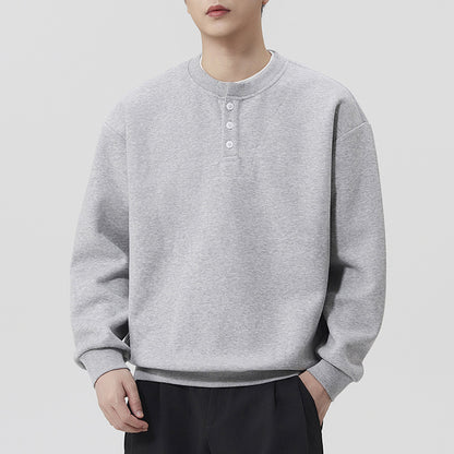 Henley Neck Men's Pullover Sweatshirt