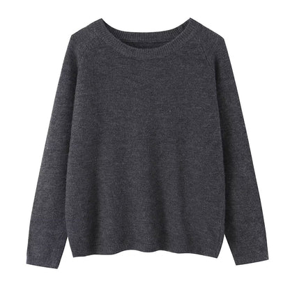 Simple grey round neck pullover sweater
