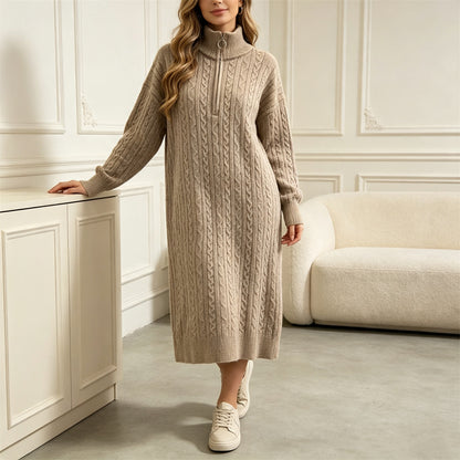 Half zip long sleeved dress