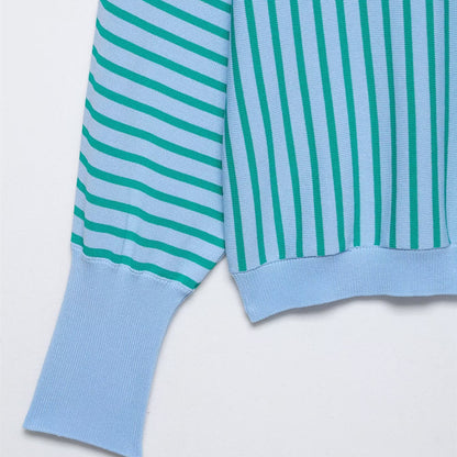 Minimally striped knitted versatile hoodie