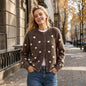 Polka dot round neck sweater