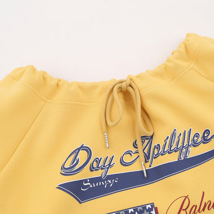 Hoodie Women's Autumn Loose Streetwear Casual Shoulder-Baring Long Sleeve Top