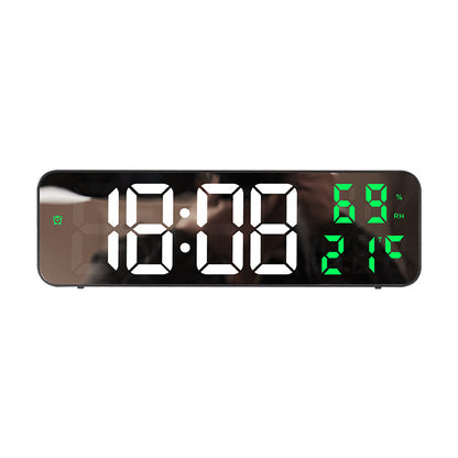 9-Inch Digital Wall Clock: Temp/Humid, Night Mode, Snooze, 12/24H, USB Plug-in LED Alarm Clock