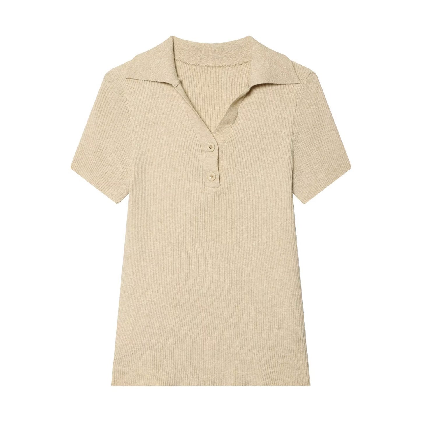 Style Knit Short Sleeve Polo Shirt for Women