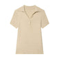Style Knit Short Sleeve Polo Shirt for Women