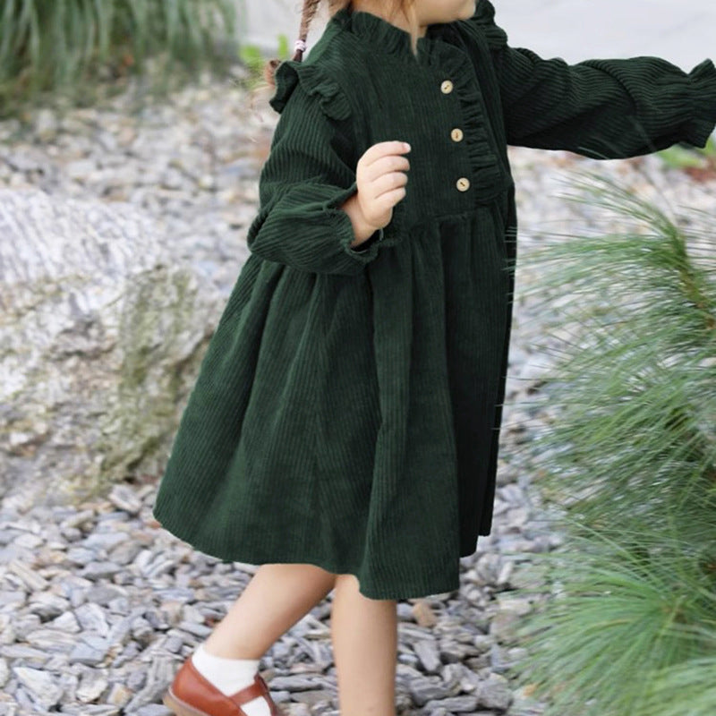 Autumn and winter lace collar long sleeved skirt