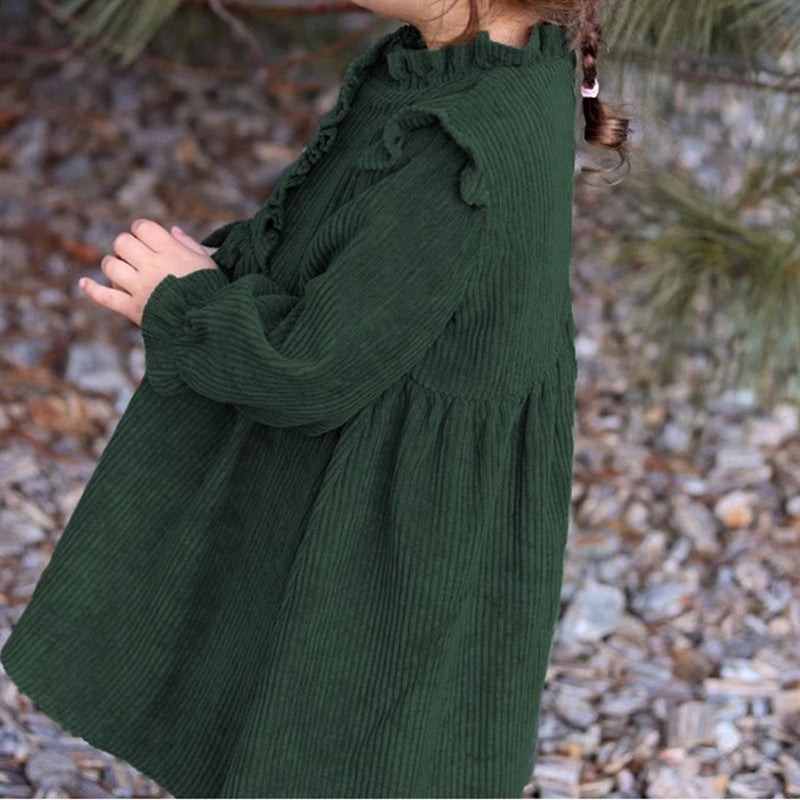 Autumn and winter lace collar long sleeved skirt