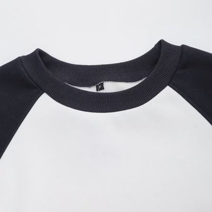 Spring round neck embroidered sweatshirt with text