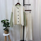 Detachable sleeve knitted cardigan, woolen pants, loose contrasting sweater set