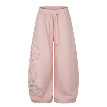 Wide Leg Sweatpants with Star Sequin Embroidery