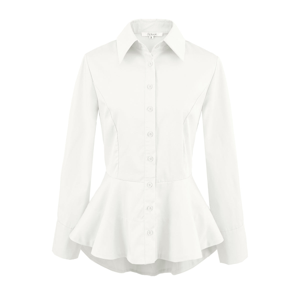 Slim fit umbrella hem button down long sleeved shirt for women