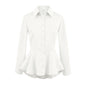 Slim fit umbrella hem button down long sleeved shirt for women