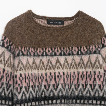 Leisure and Lazy Color Brushing Effect Jacquard Knitted Shirt