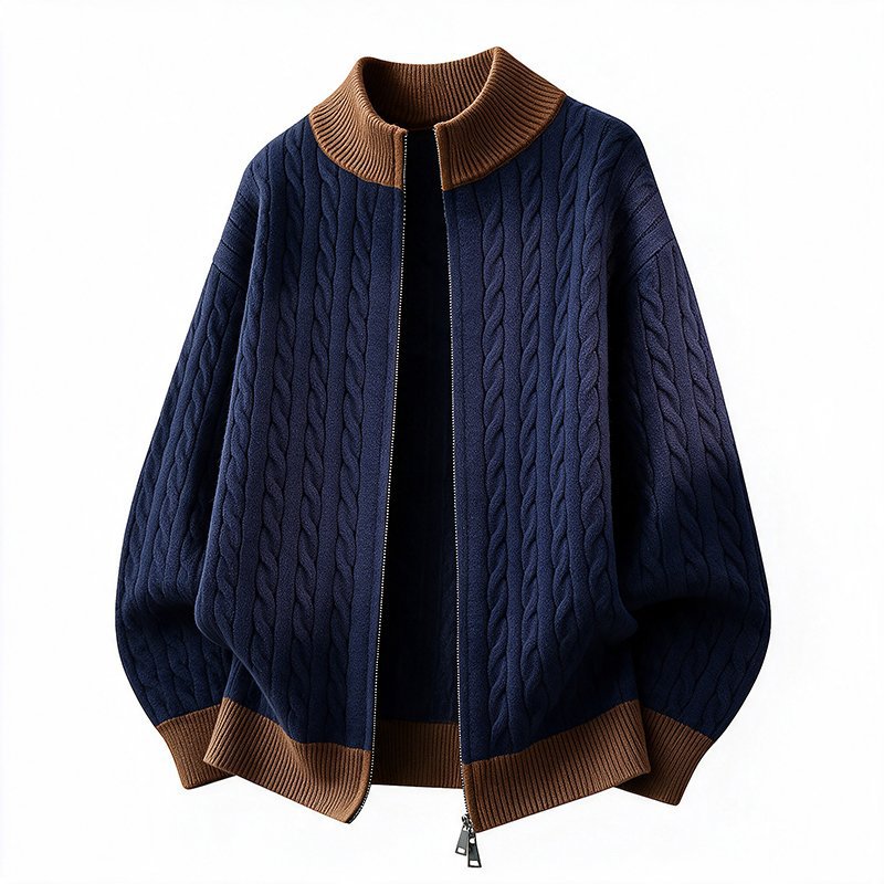 Stand Collar Knit Cardigan