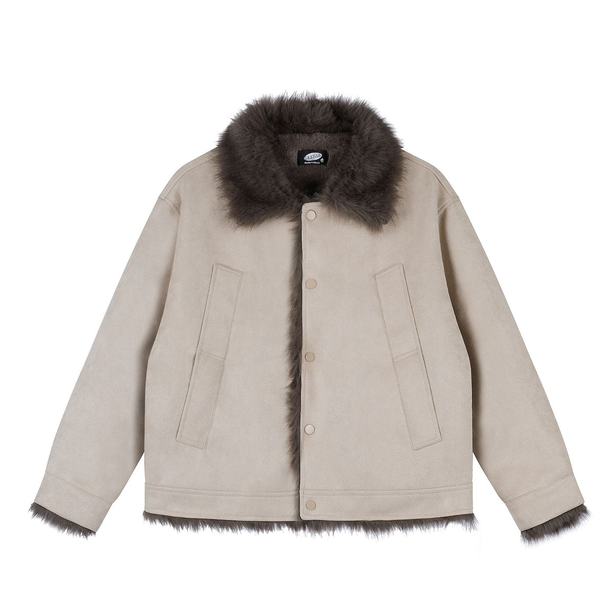 Women's Fleece-Lined Suede Lapel Collar Jacket