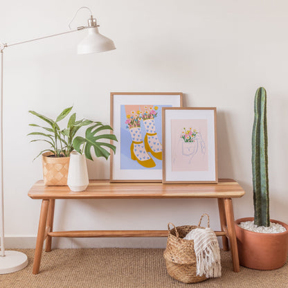 COLLECTING WILDFLOWERS (LEFT) PRINT