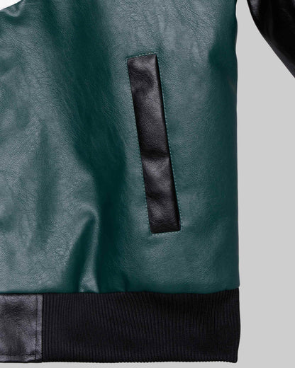 Baseball Jacket with Ribbed Collar
