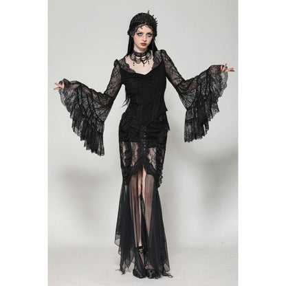 Haut Zuri gothique romantique en dentelle à manches cloche et poignets superposés Dark in Love
