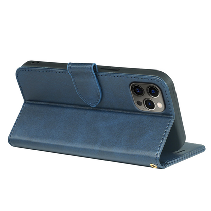 Étui portefeuille à rabat en cuir pour iPhone 14