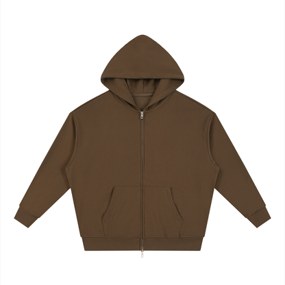 Unisex Loose Solid Full Zip Hoodie