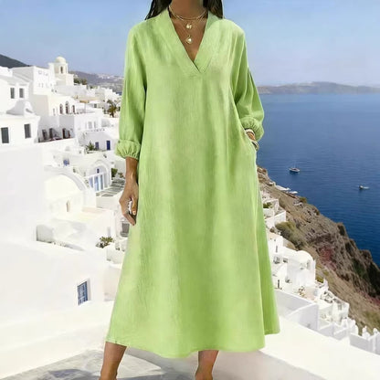 Casual V-Neck Long-Sleeve Dress