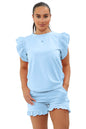 Ensemble Haut à Manches Volants Peplum & Short pour Femme – Tenue de Survêtement Décontractée 2 Pièces