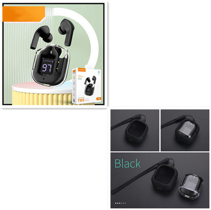 Nouveaux mini écouteurs Bluetooth sans fil transparents avec affichage numérique et réduction de bruit ENC, véritablement sans fil pour le sport et la musique