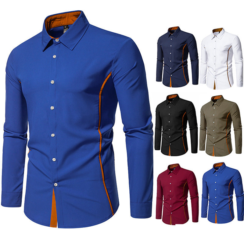 Chemise bicolore mode décontractée européenne et américaine