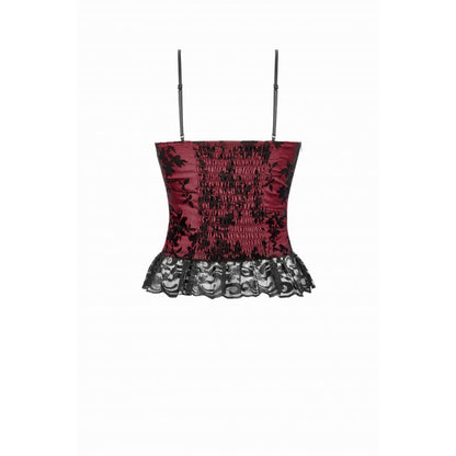 Dark in Love Althea Lace-Trimmed Velvet Goth Camisole in Burgundy