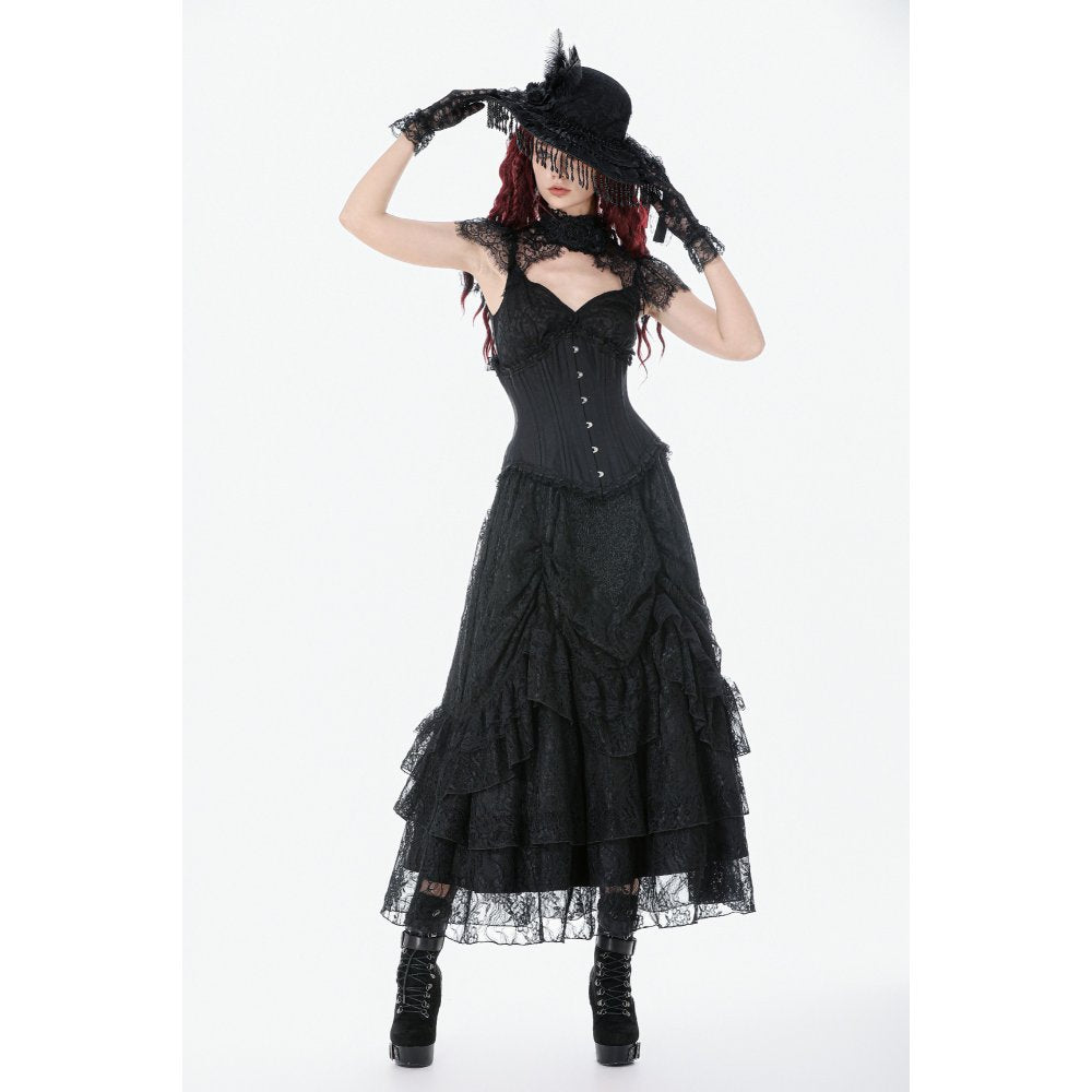 Corset long Talia Gothic Dark in Love avec baleines en métal