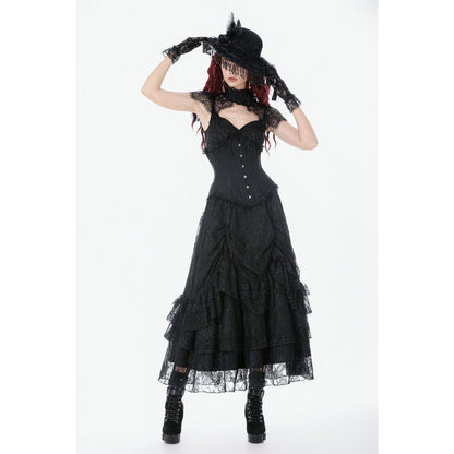 Corset long Talia Gothic Dark in Love avec baleines en métal