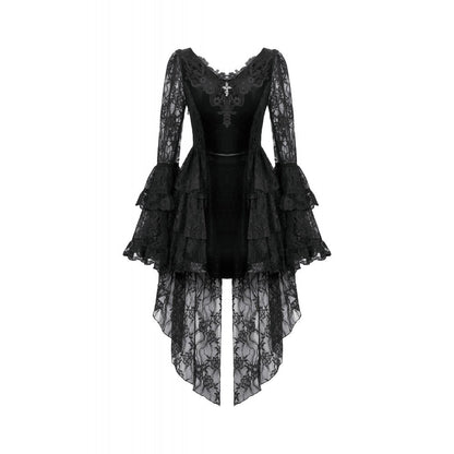 Dark in Love Classic Gothic Velvet & Lace Embroidered Dress