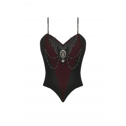 Dark in Love Morrigan Velvet & Lace Chain-Detail Top