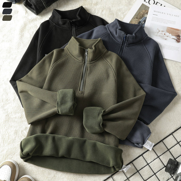 Mens Stand-collar Fleece Sweatshirt - Stuffs & Savers